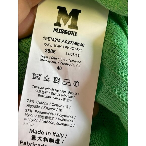 Missoni $310 Green Cropped Lightweight Cardigan Sz 40 US Small - Picture 4 of 5